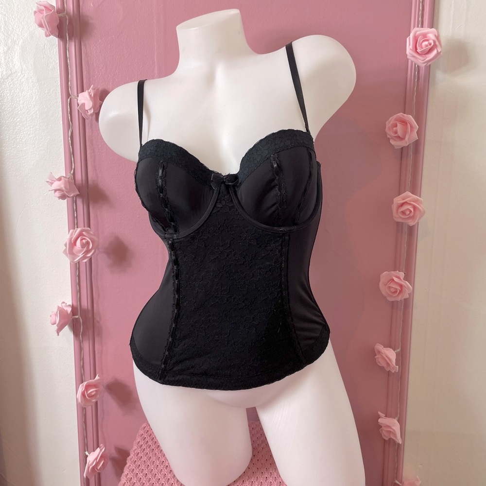 🌚 large - bra top lingerie corset - 36/C - black